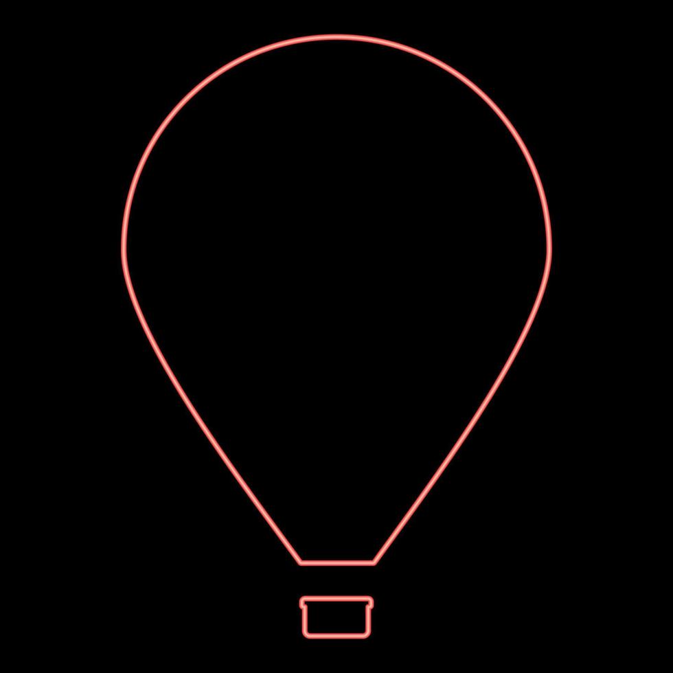 neon hete luchtballon rode kleur vector illustratie vlakke stijl afbeelding