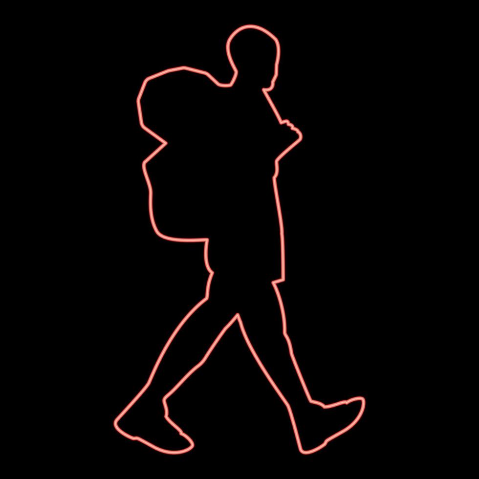 neon toeristische rode kleur vector illustratie vlakke stijl afbeelding