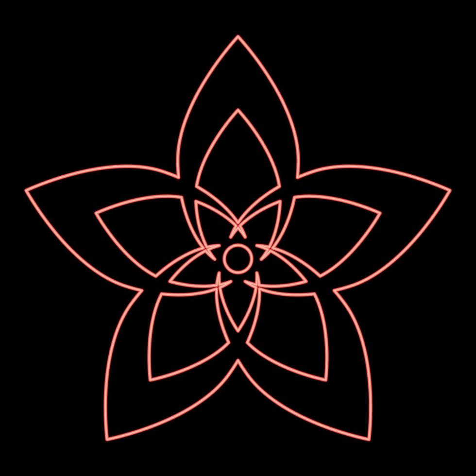 neon bloem rode kleur vector illustratie vlakke stijl afbeelding