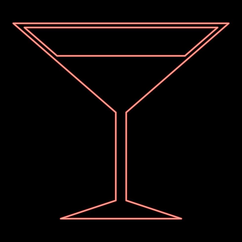 neon martini glas rode kleur vector illustratie vlakke stijl afbeelding
