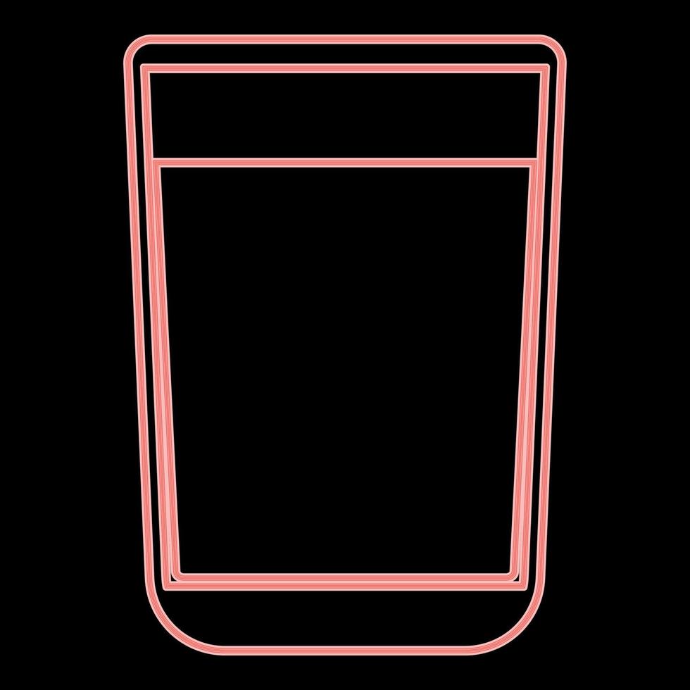 neon glas met vloeistof de rode kleur vector illustratie vlakke stijl afbeelding