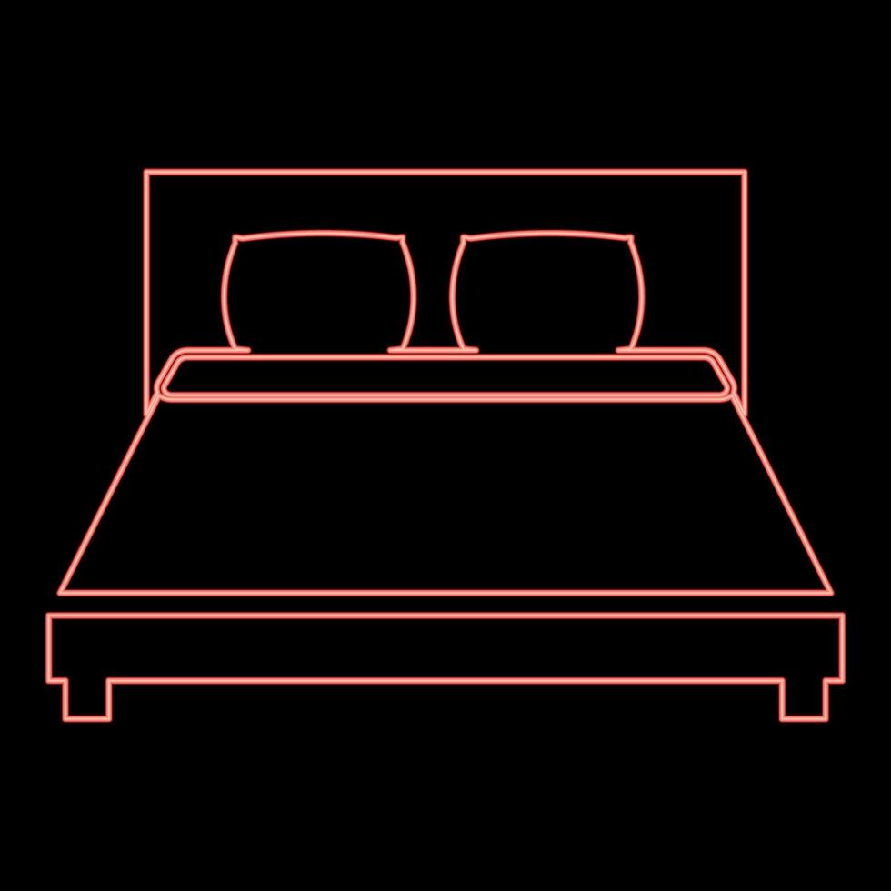 neon bed rode kleur vector illustratie vlakke stijl afbeelding