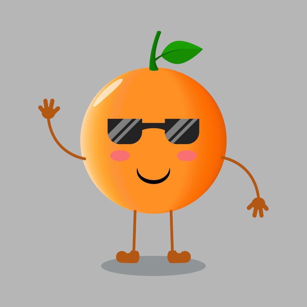 illustratie van schattig oranje fruit met glimlachuitdrukking vector