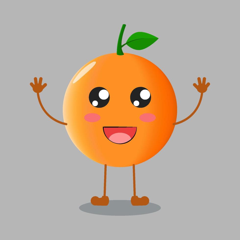 illustratie van schattig oranje fruit met glimlachuitdrukking vector
