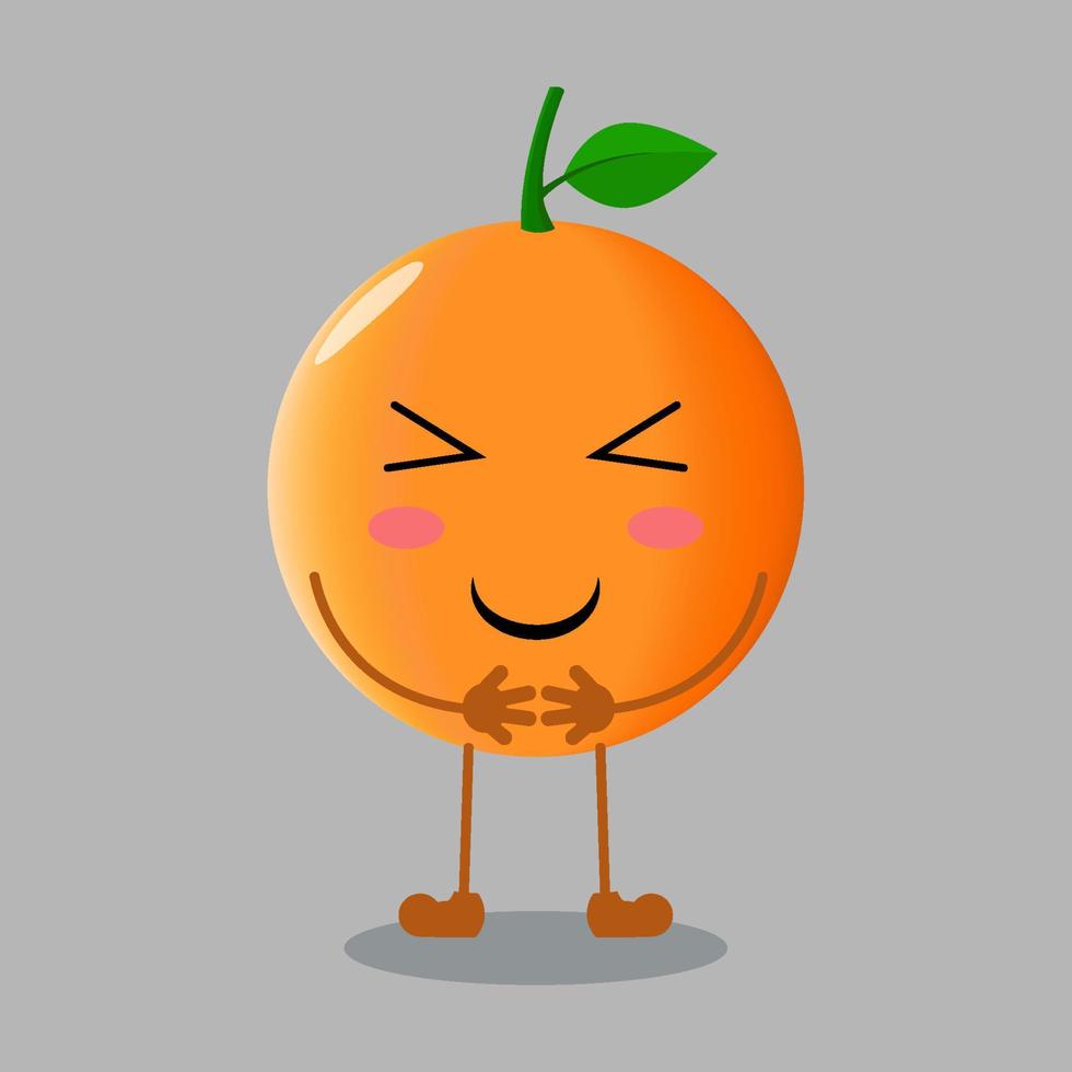 illustratie van schattig oranje fruit met glimlachuitdrukking vector