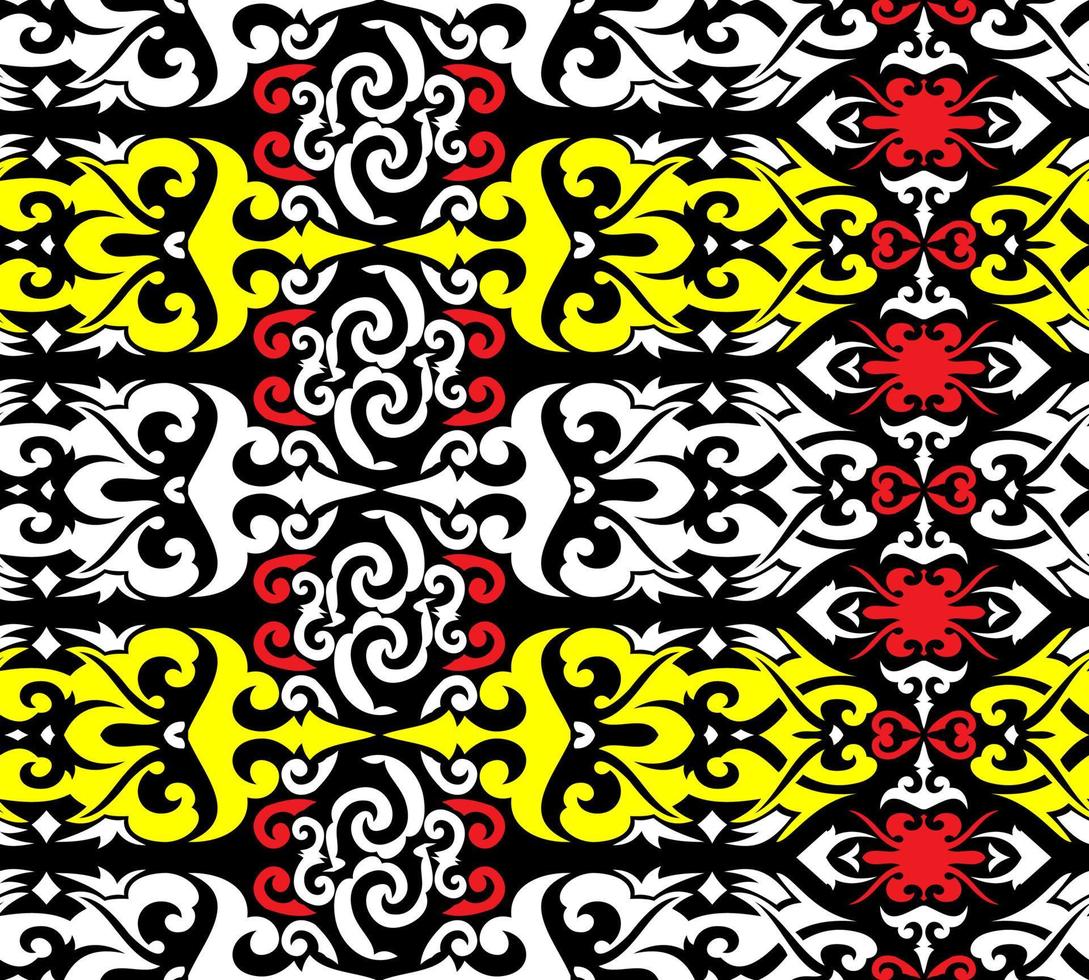 naadloos patroon van dayak etnisch patroon. traditioneel Indonesisch weefselmotief.borneopatroon. vector ontwerp inspiratie. creatief textiel voor mode of stof