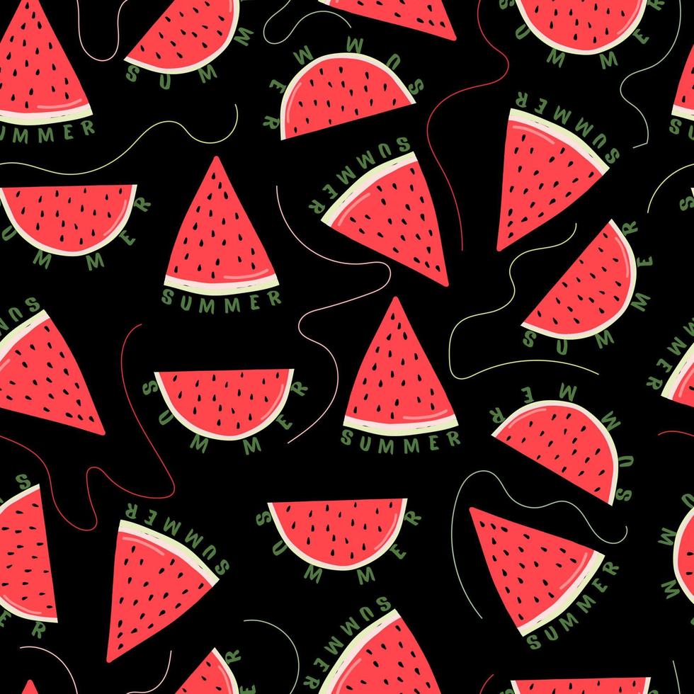 vector naadloze patroon van watermeloen pictogrammen, kleurrijke heldere illustraties van sappige watermeloen plakjes zomer.