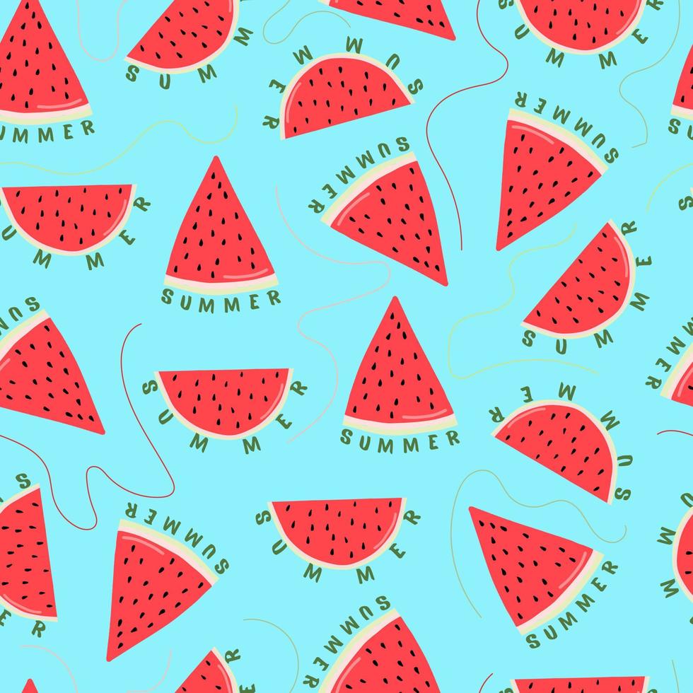 vector naadloze patroon van watermeloen pictogrammen, kleurrijke heldere illustraties van sappige watermeloen plakjes zomer.
