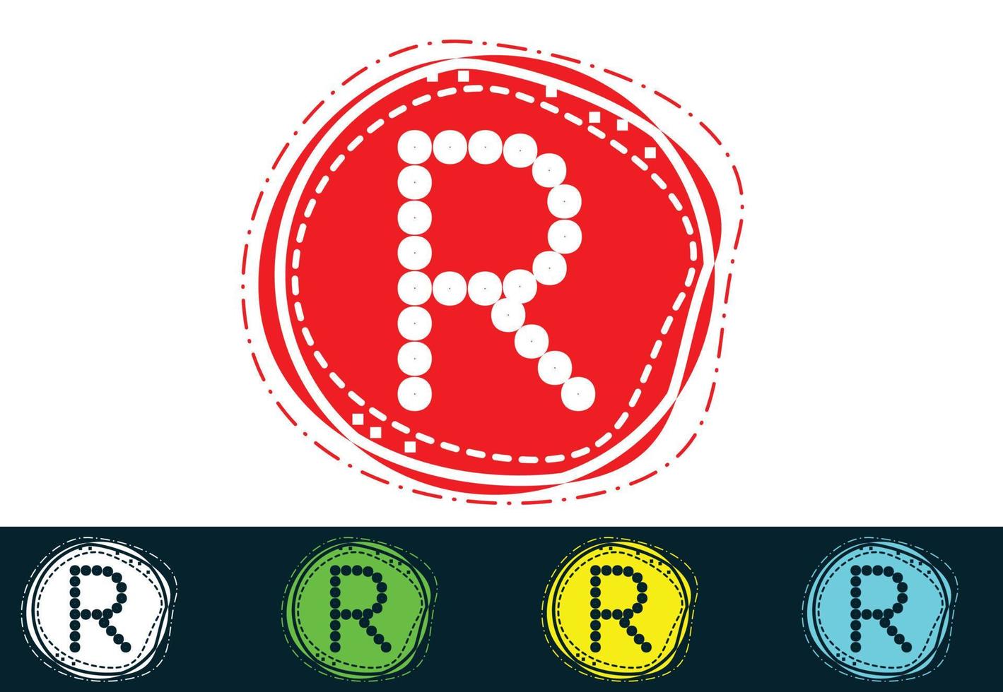 r brief nieuw logo en pictogramontwerp vector