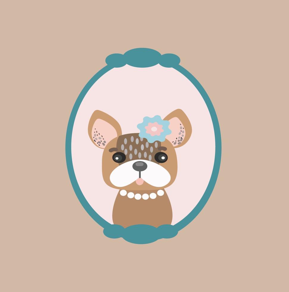 kawaii schattig bulldog cartoon platte vector element kunst design.