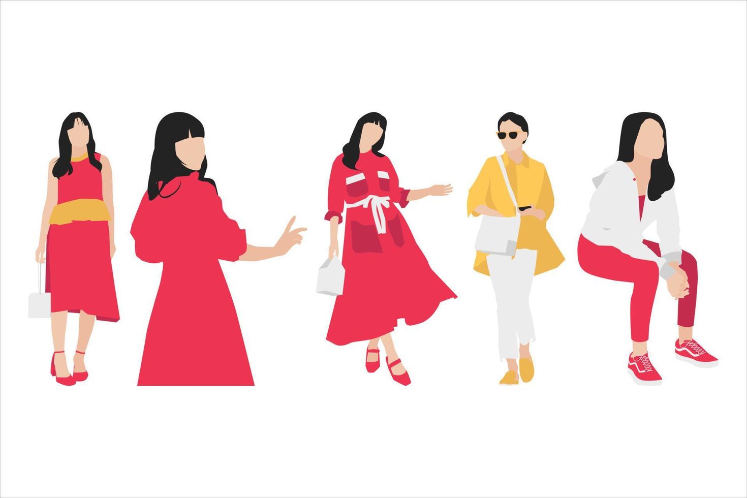 vectorillustratie van casual vrouwen bundel vector