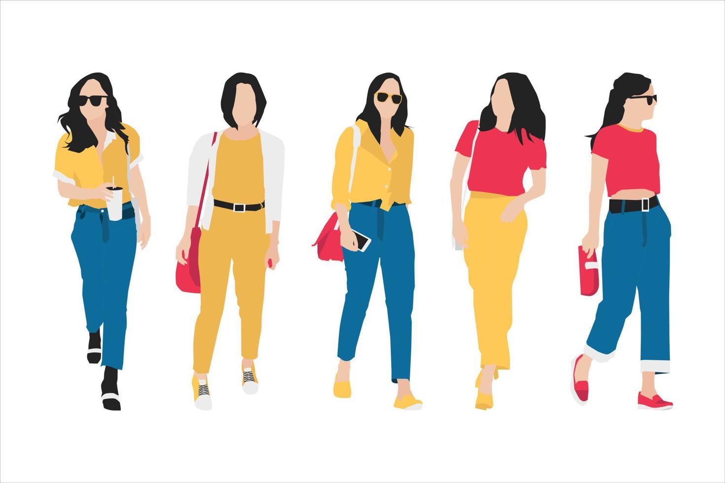 vectorillustratie van casual vrouwen bundel vector