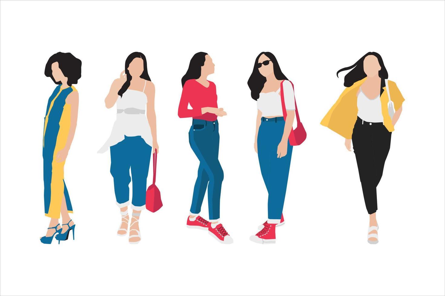 vectorillustratie van casual vrouwen bundel vector