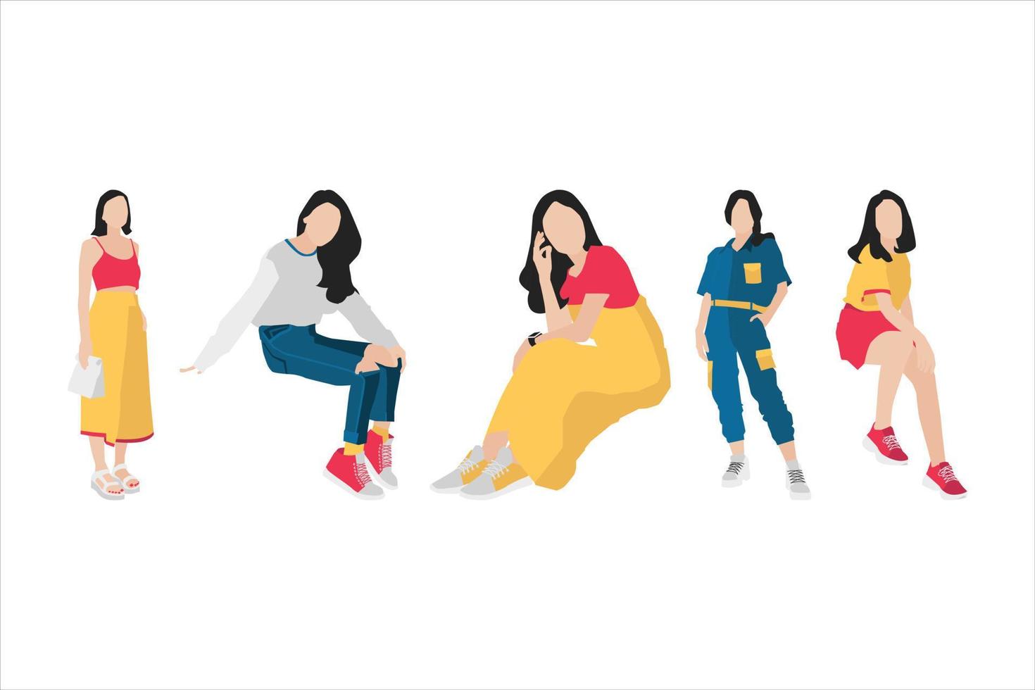 vectorillustratie van casual vrouwen bundel vector