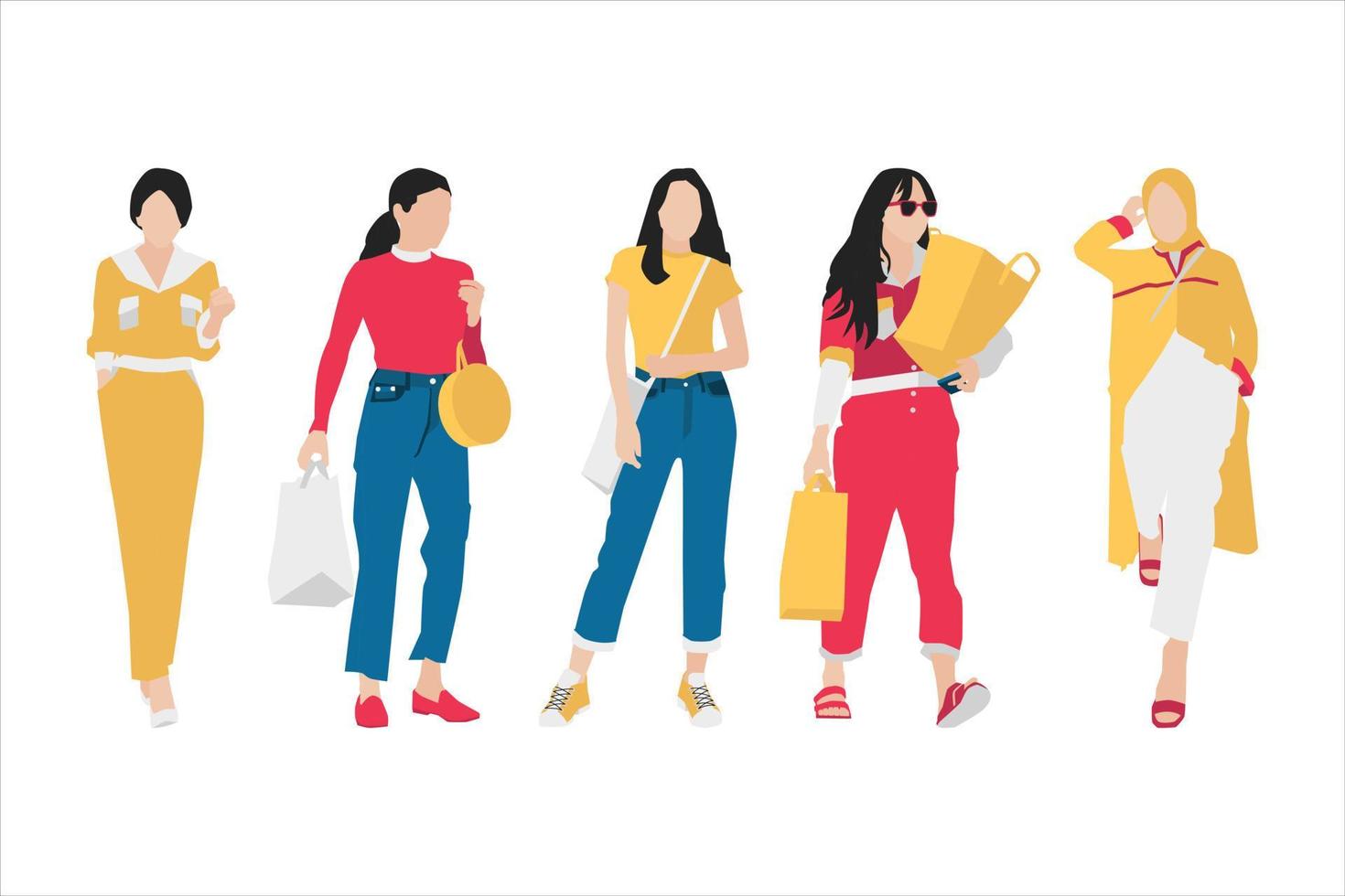 vectorillustratie van casual vrouwen bundel vector