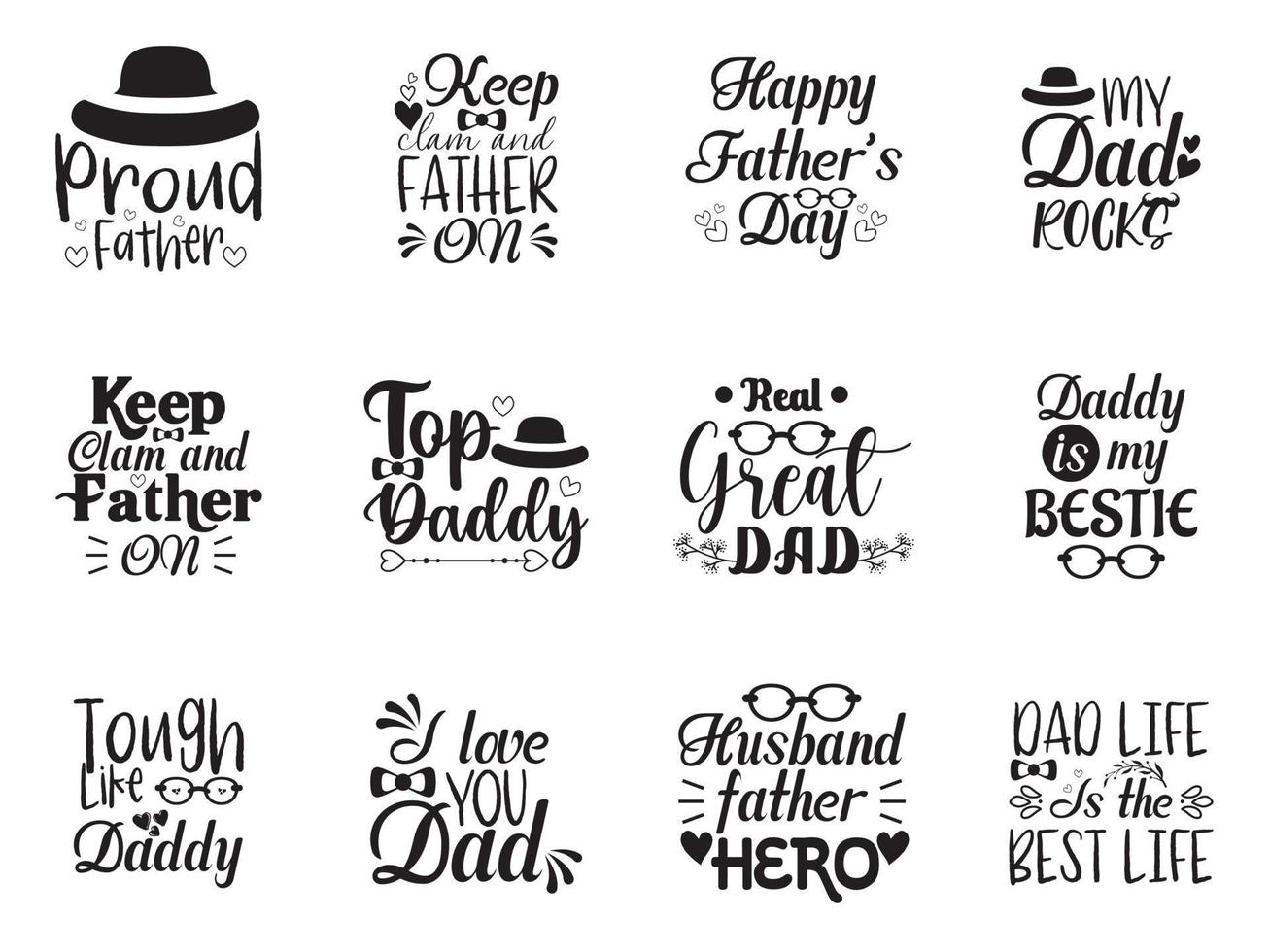 verzameling van vaders dag typografie belettering citaten ontwerpen vector