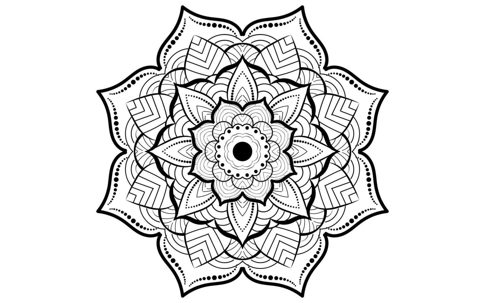 cirkelpatroonbloem van mandala met zwart-wit, vectormandala bloemenpatronen met witte achtergrond vector