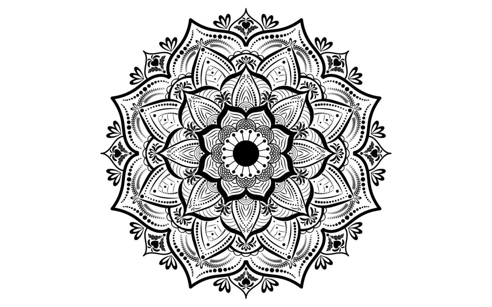 cirkelpatroonbloem van mandala met zwart-wit, vectormandala bloemenpatronen met witte achtergrond vector