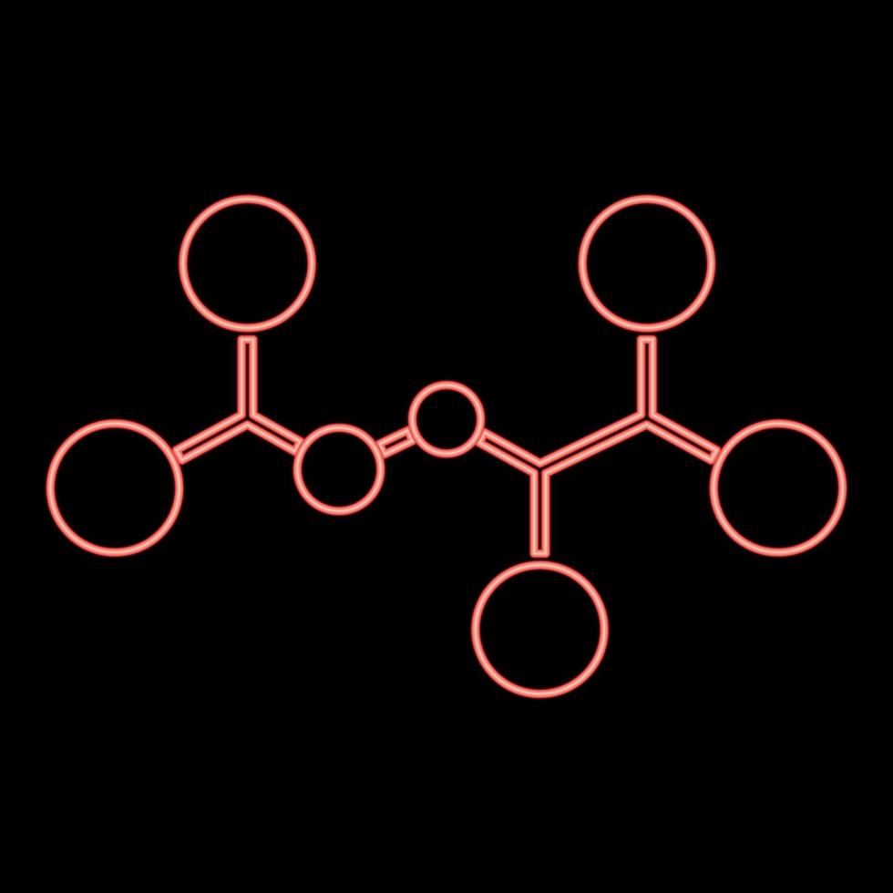 neon molecuul pictogram zwarte kleur in cirkel rode kleur vector illustratie vlakke stijl afbeelding