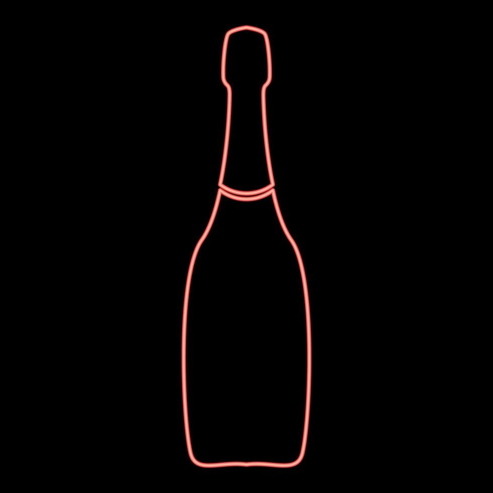neon champagne rode kleur vector illustratie vlakke stijl afbeelding