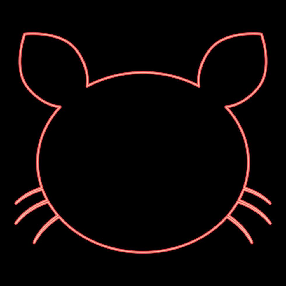 neon kat hoofd rode kleur vector illustratie vlakke stijl afbeelding