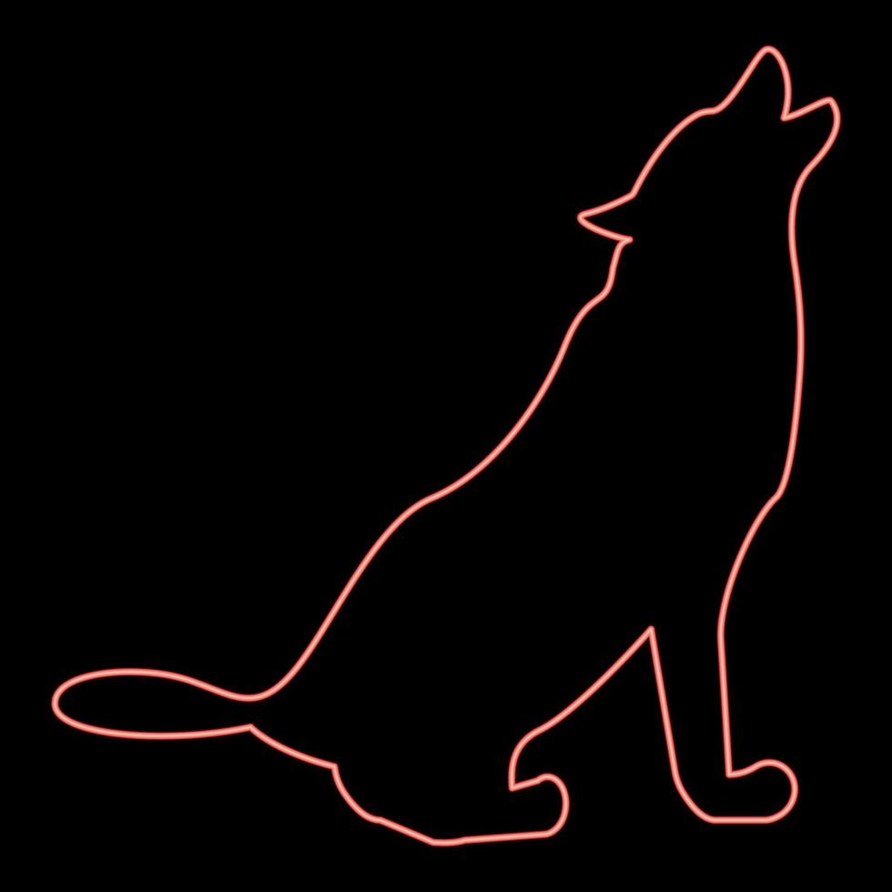 neon silhouet van de wolf rode kleur vector illustratie vlakke stijl afbeelding