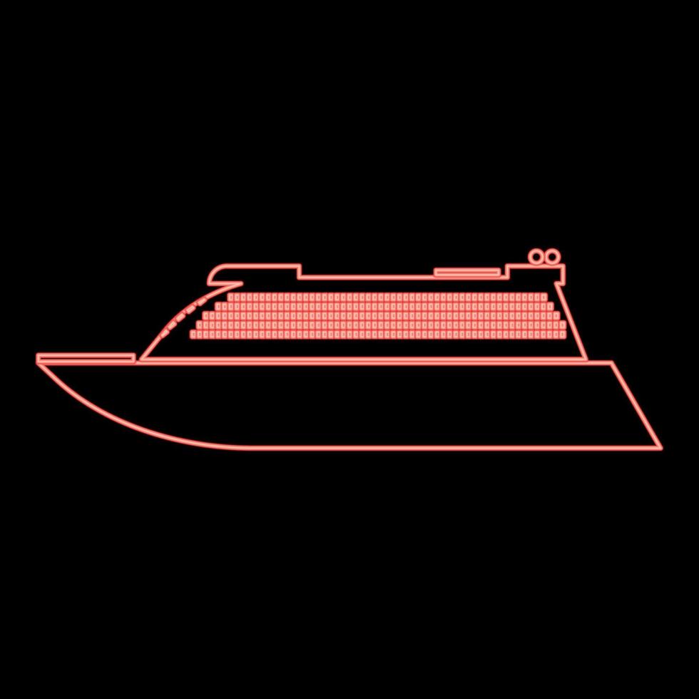 neon transatlantische cruise liner rode kleur vector illustratie vlakke stijl afbeelding