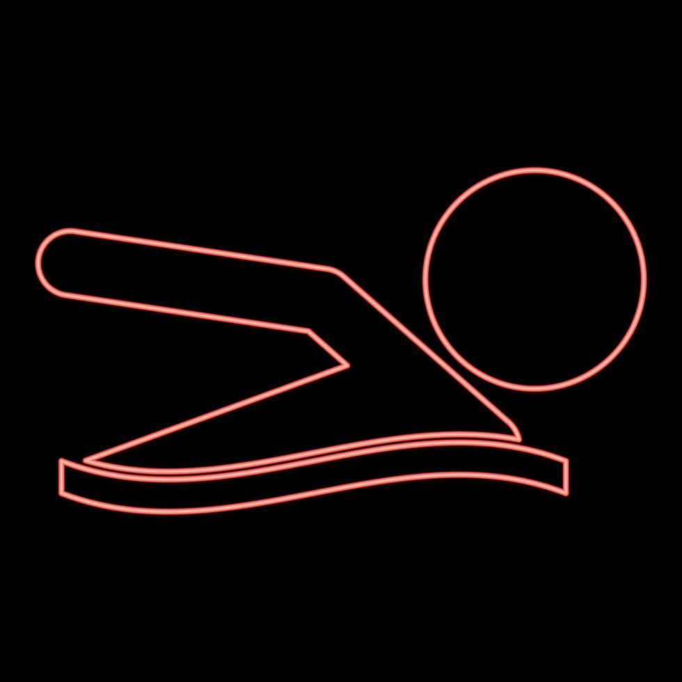neon een man zwemt rode kleur vector illustratie vlakke stijl afbeelding