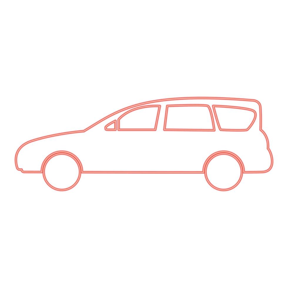 neon gezinsauto rode kleur vector illustratie vlakke stijl afbeelding