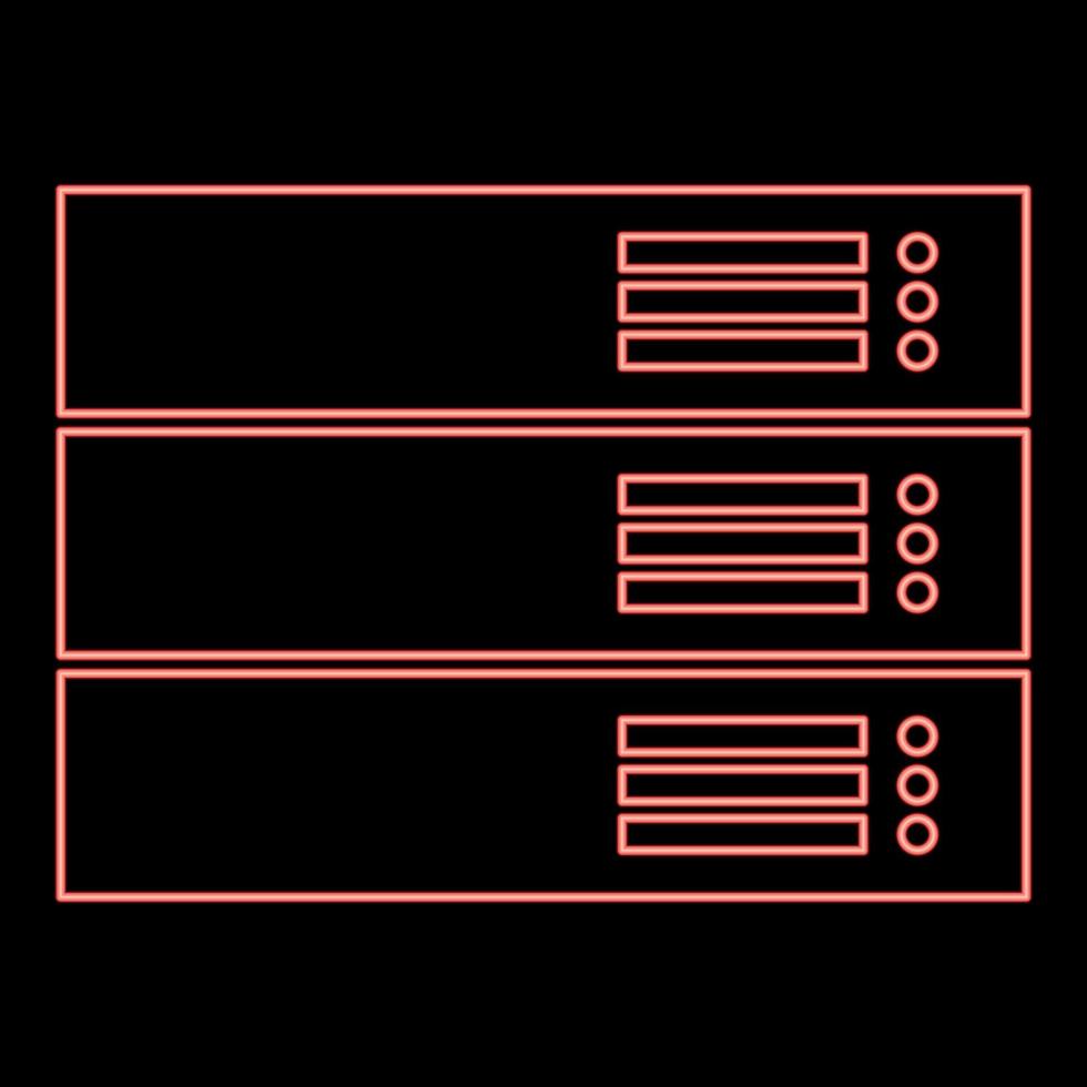 neon server rode kleur vector illustratie vlakke stijl afbeelding