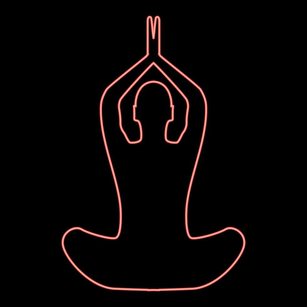 neon yoga pose van vrouw rode kleur vector illustratie vlakke stijl afbeelding