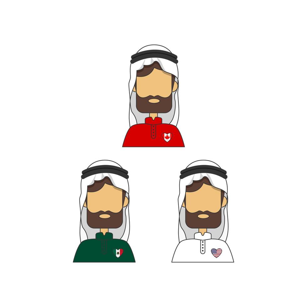 Arabisch mannelijk personage of avatar met trui van een voetbalteam vector