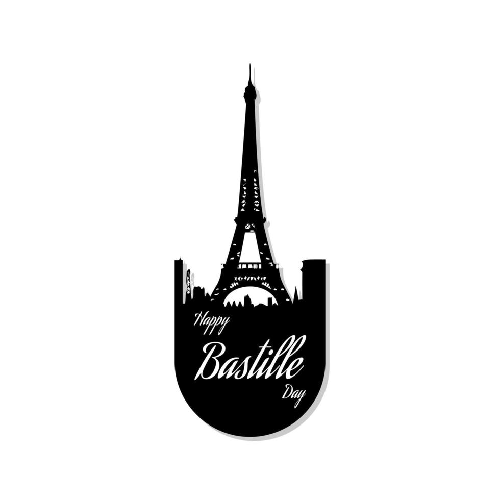 silhouet creatieve vectorillustratie, kaart, spandoek of poster voor de Franse nationale feestdag. 14 juli. fijne bastille-dag. vector