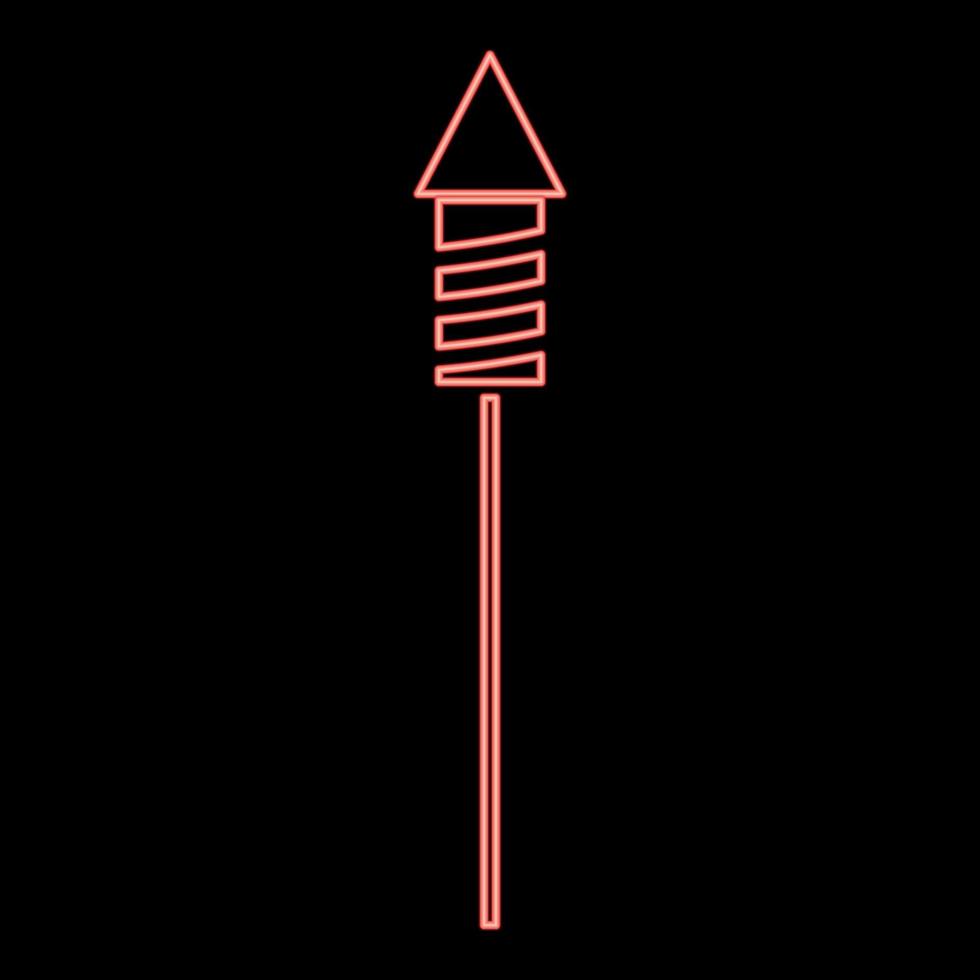 neon raketten voor vuurwerk rode kleur vector illustratie vlakke stijl afbeelding