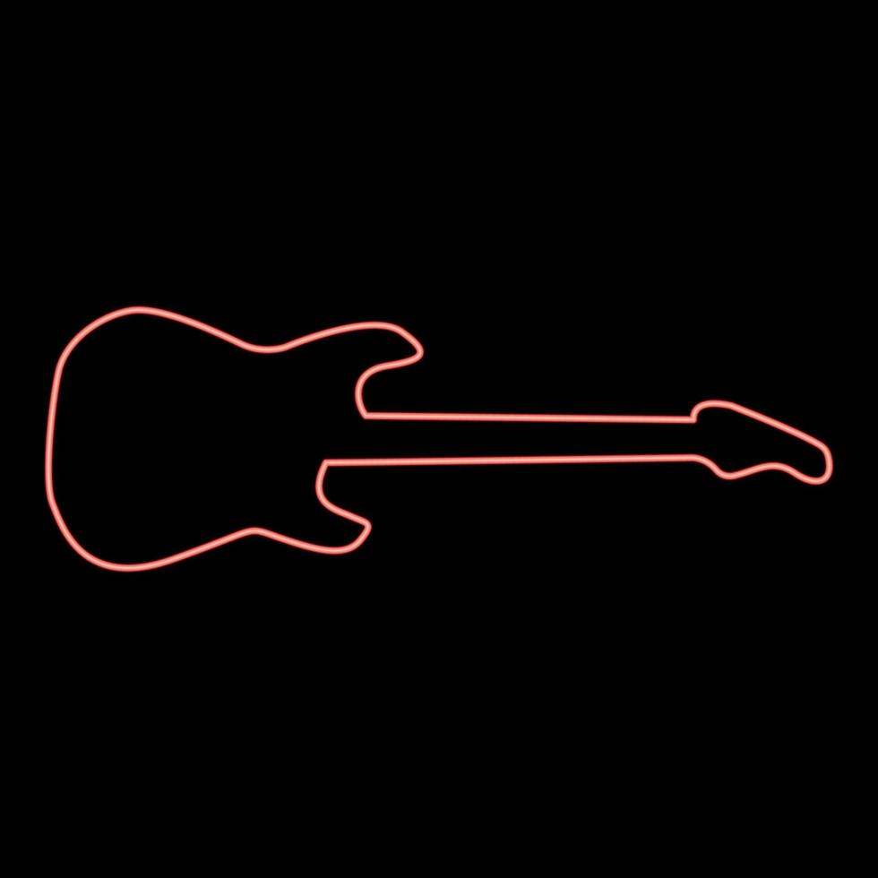 neon elektrische gitaar rode kleur vector illustratie vlakke stijl afbeelding