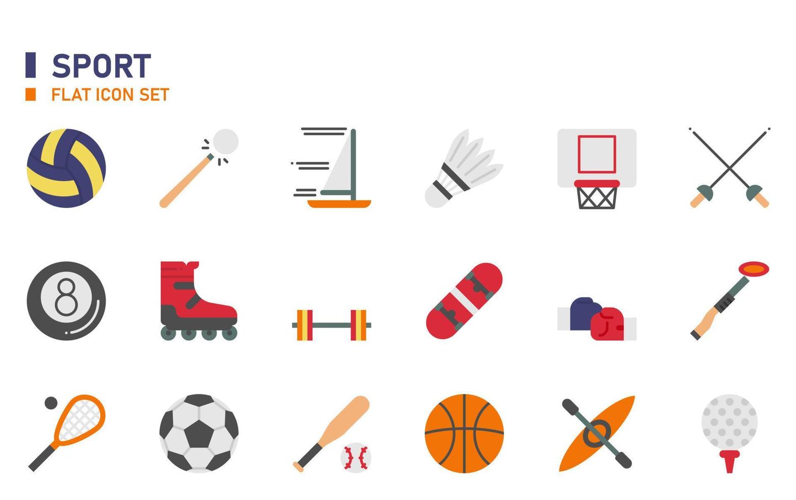 sport platte pictogramserie. vector
