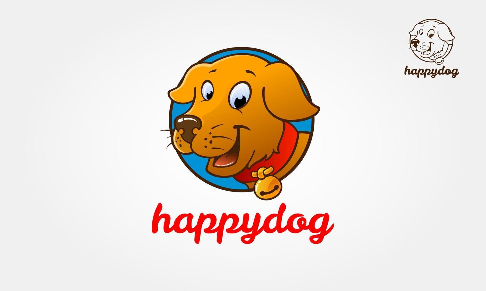 gelukkige hond vector logo stripfiguur. grappige cartoon hond gezicht logo sjabloon. vector logo illustratie.