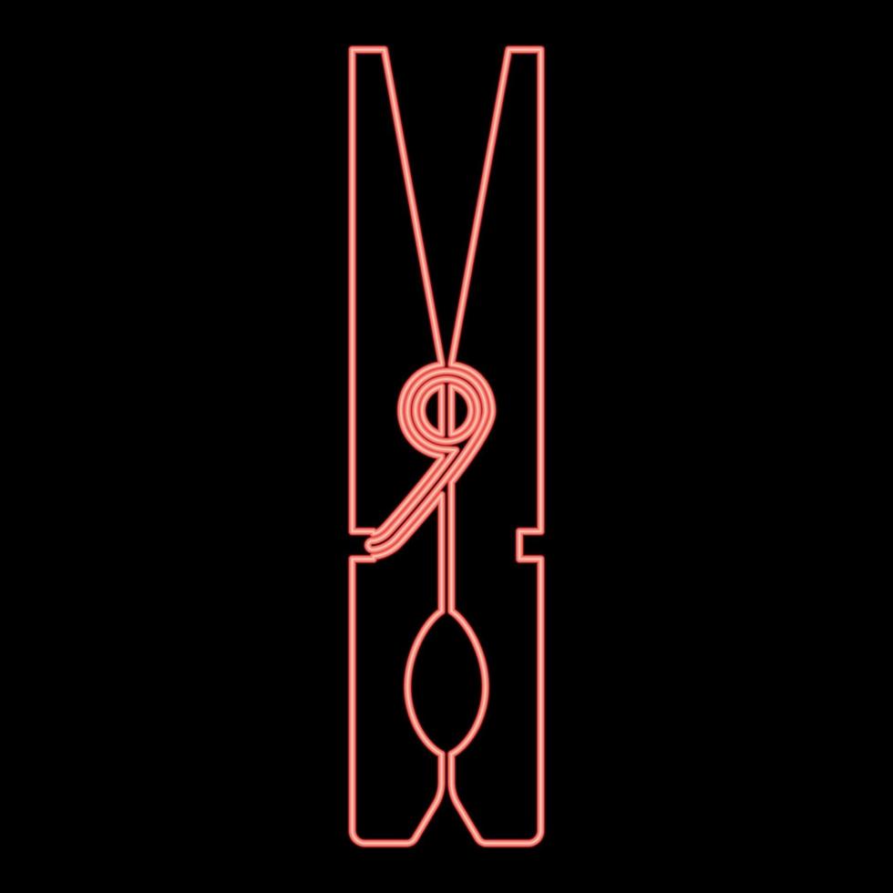 neon wasknijper rode kleur vector illustratie vlakke stijl afbeelding