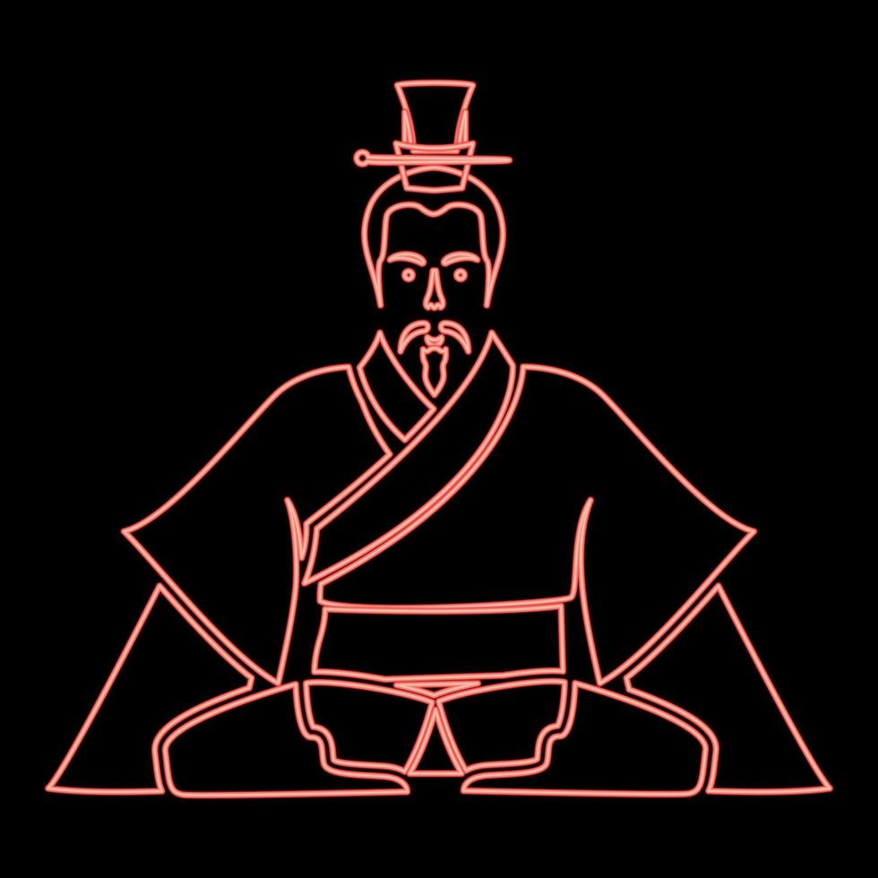 neon keizer van china zwart rood kleur vector illustratie afbeelding vlakke stijl