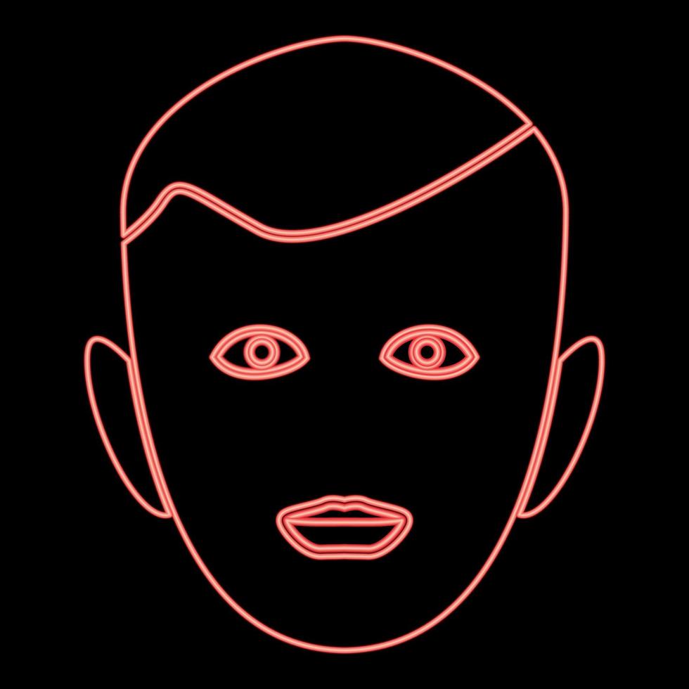 neon jongetje gezicht rode kleur vector illustratie vlakke stijl afbeelding