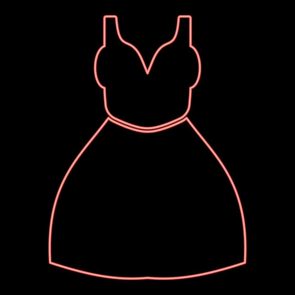 neon vrouw jurk pictogram zwarte kleur in cirkel rode kleur vector illustratie vlakke stijl afbeelding