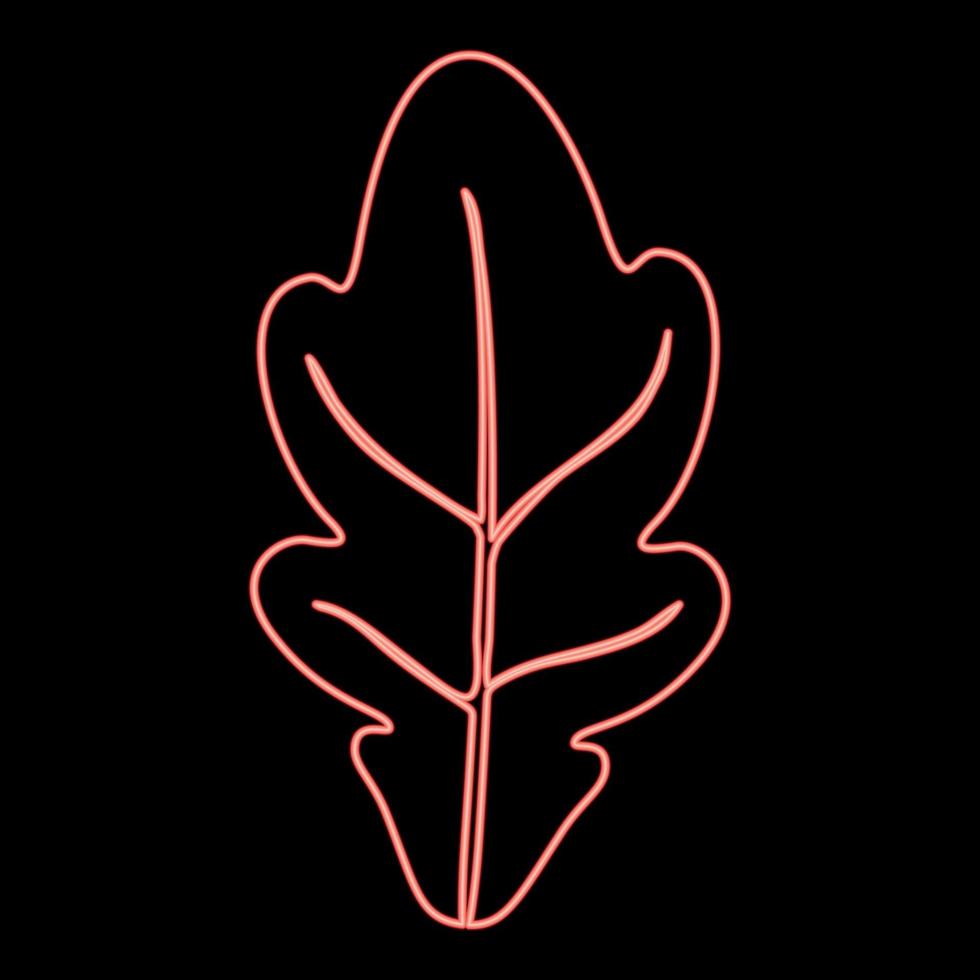 neon eiken blad rode kleur vector illustratie vlakke stijl afbeelding