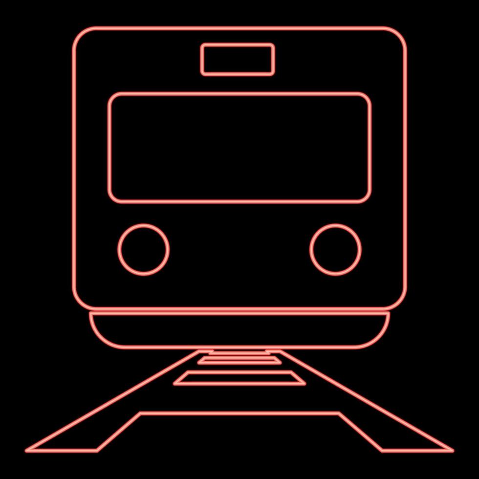 neon trein rode kleur vector illustratie vlakke stijl afbeelding