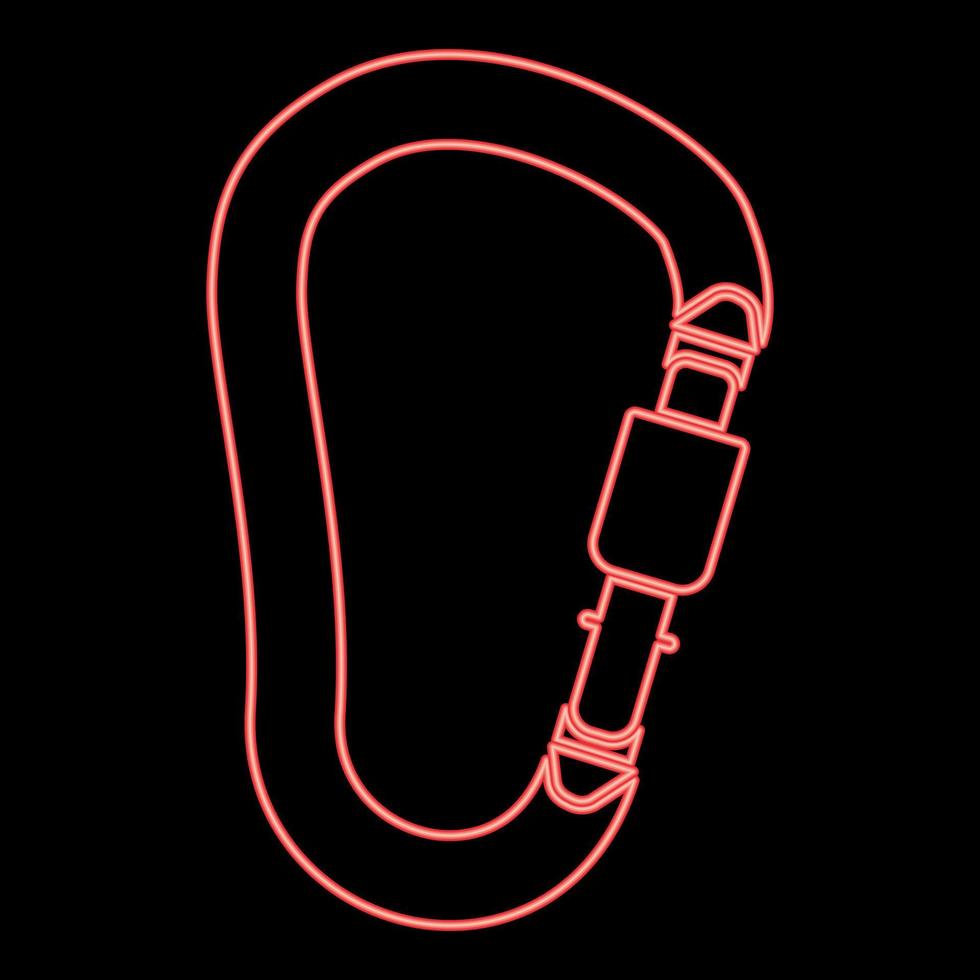 neon veiligheidshaak of karabijnhaak rode kleur vector illustratie afbeelding vlakke stijl