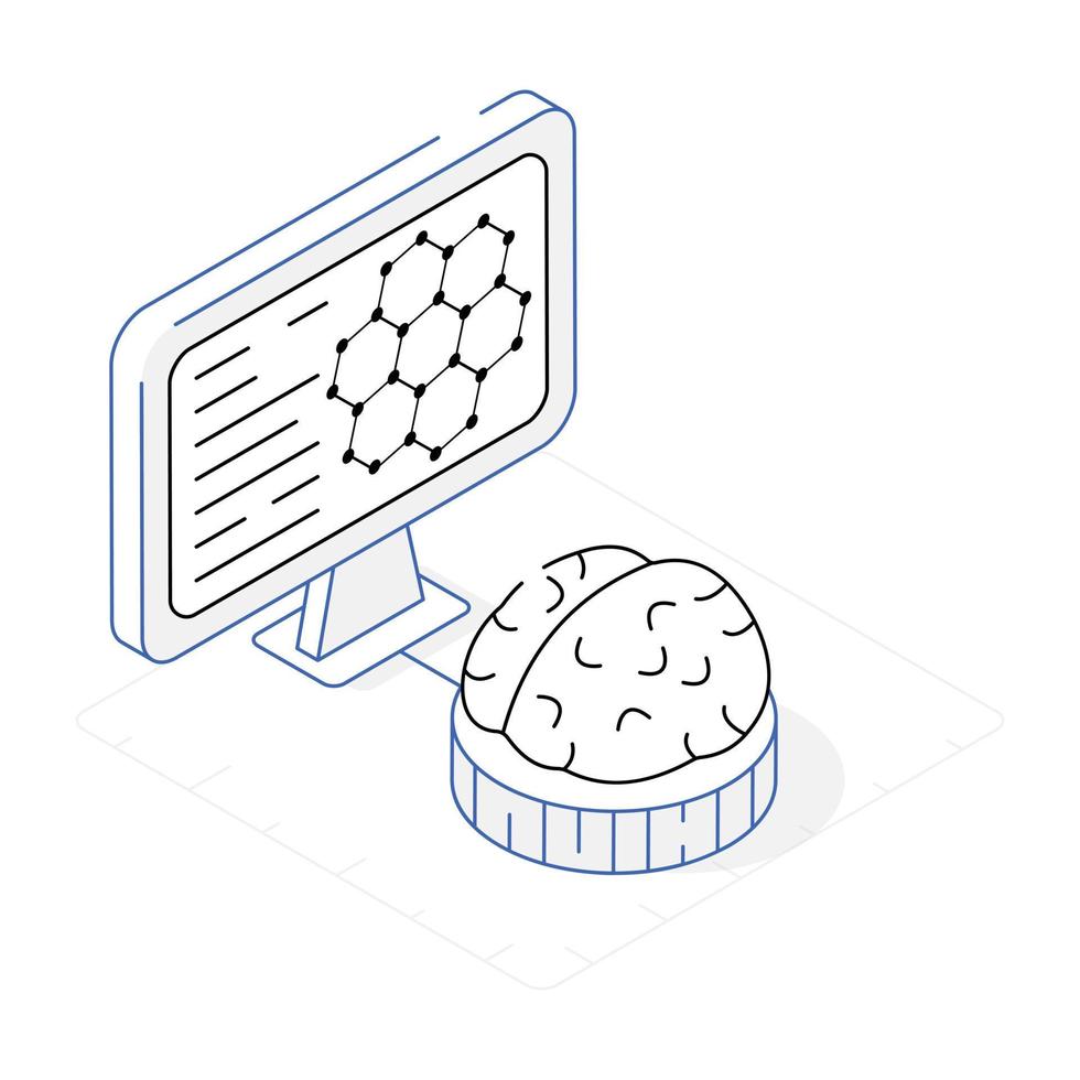 machine learning schets isometrisch conceptueel pictogram vector