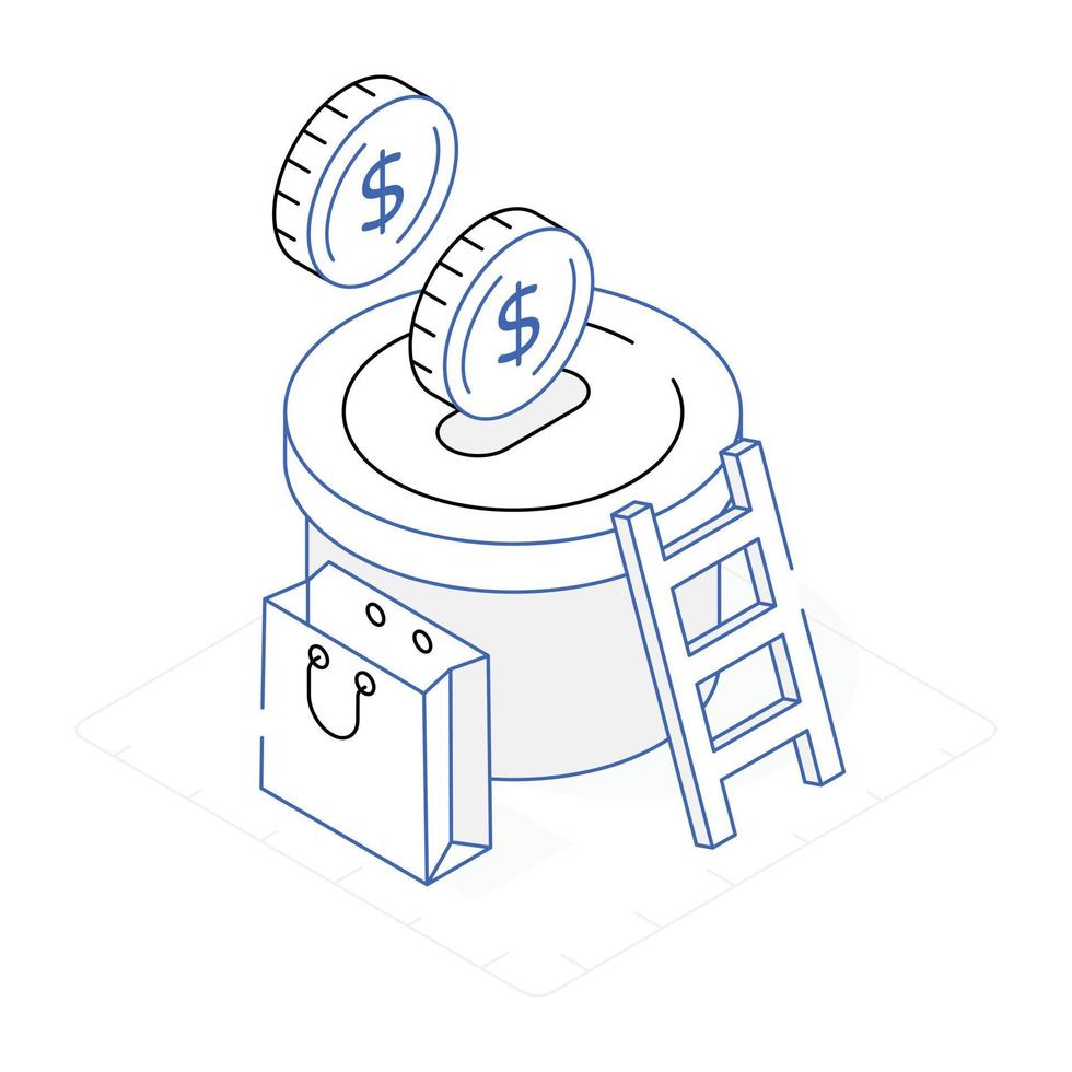 een icoon van isometrisch ontwerp van een spaarpot vector