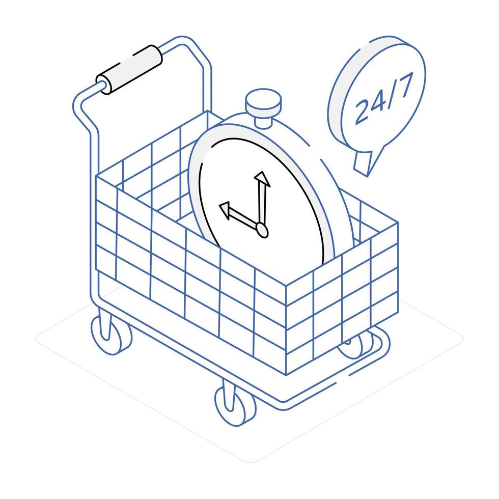 een icoon van het isometrisch ontwerp van een winkelwagentje vector