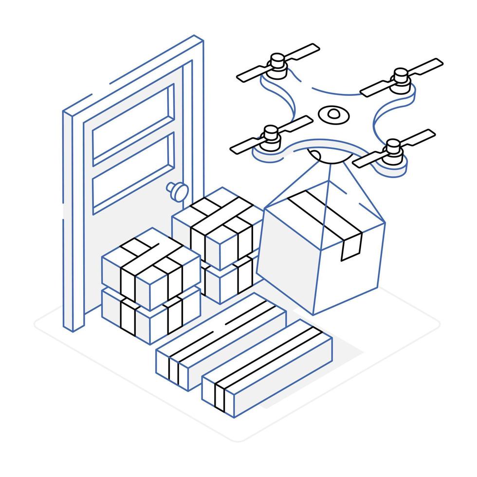 een isometrisch overzichtspictogram van bezorgdiensten vector