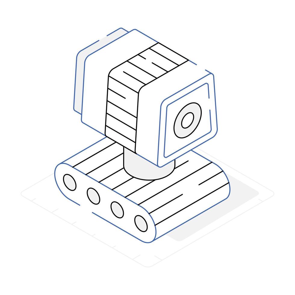 het isometrische pictogram van de camerarobot is klaar voor gebruik vector