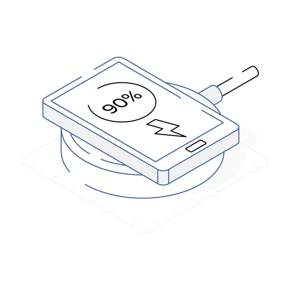 pictogram voor draadloos opladen in isometrische stijl vector